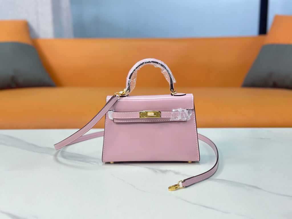 Kelly Sellier 19cm & 22cm & 25cm Rose Sakura Box Calf Leather Gold Hardware & Palladium Hardware Women Handbag