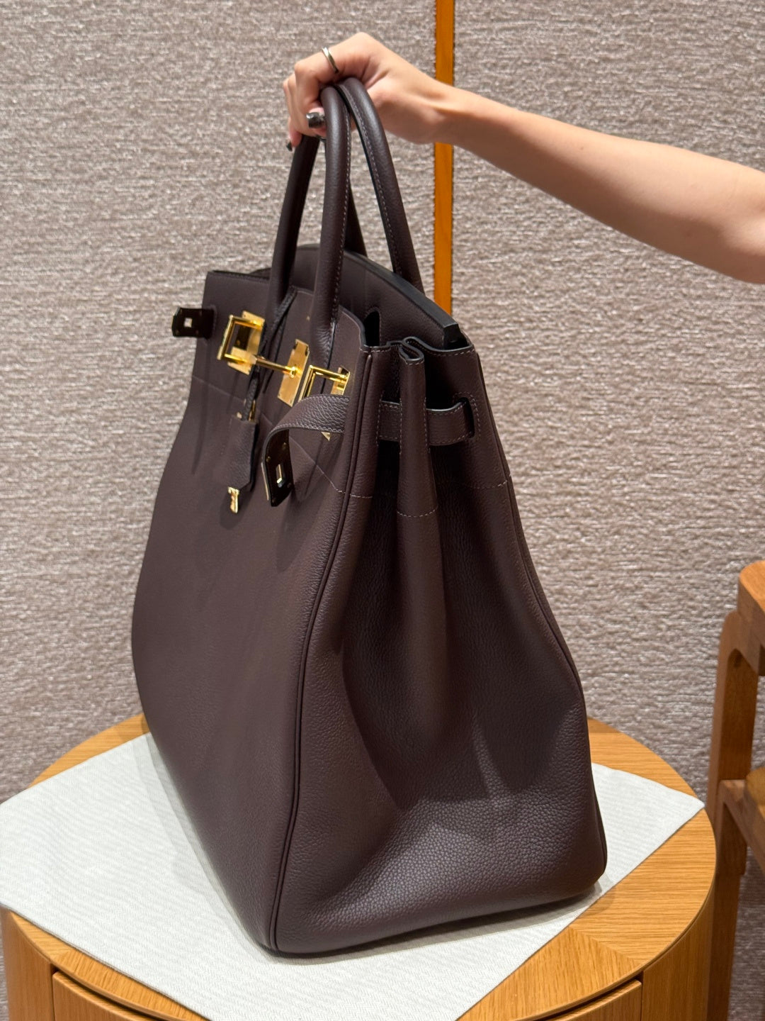 Large Birkin HAC 40cm Men's Tote in Premium Chocolate Brown Togo Cowhide