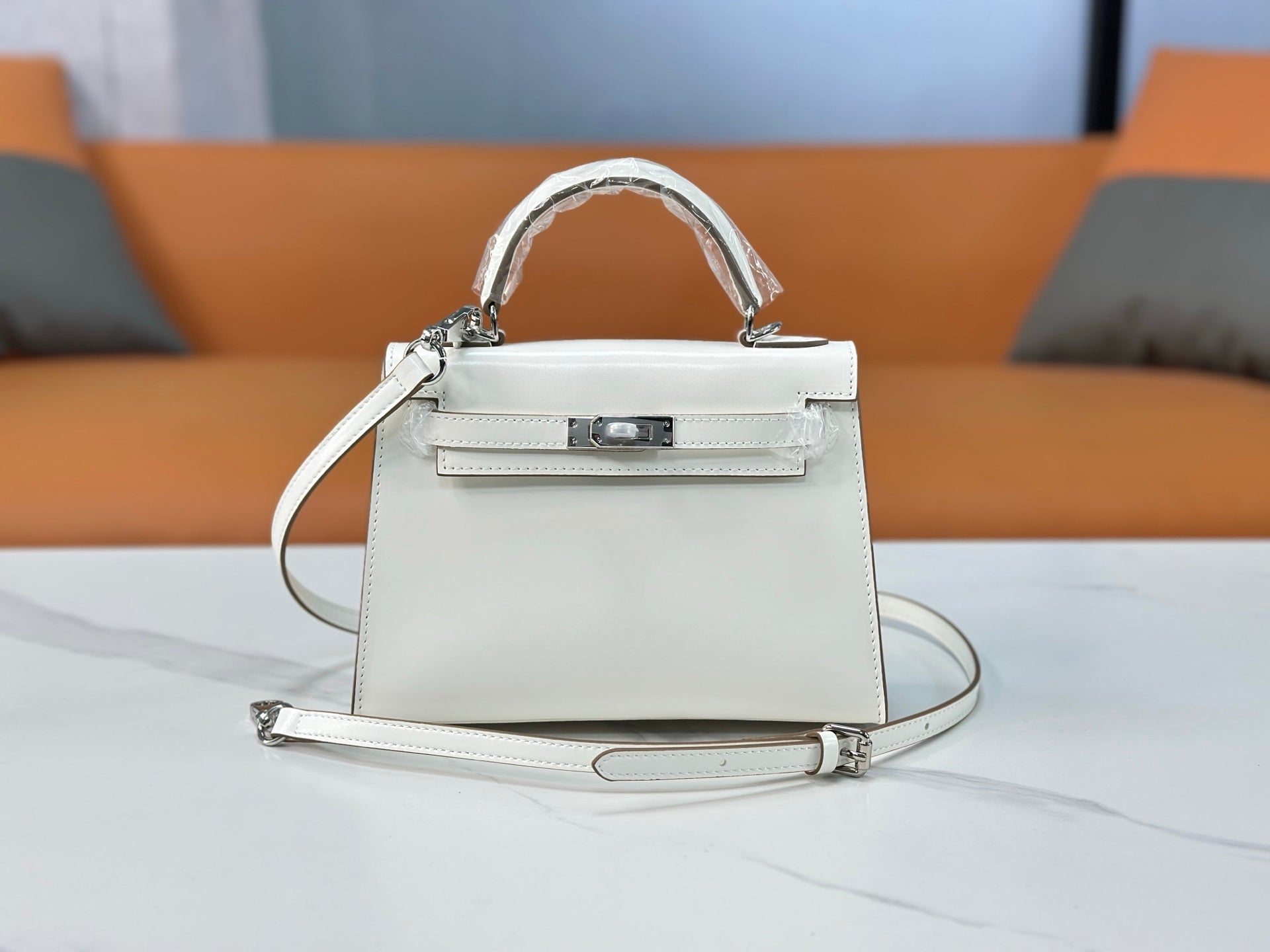 Kelly Sellier 19cm & 22cm & 25cm Craie Box Calf Leather Gold Hardware & Palladium Hardware Women Handbag