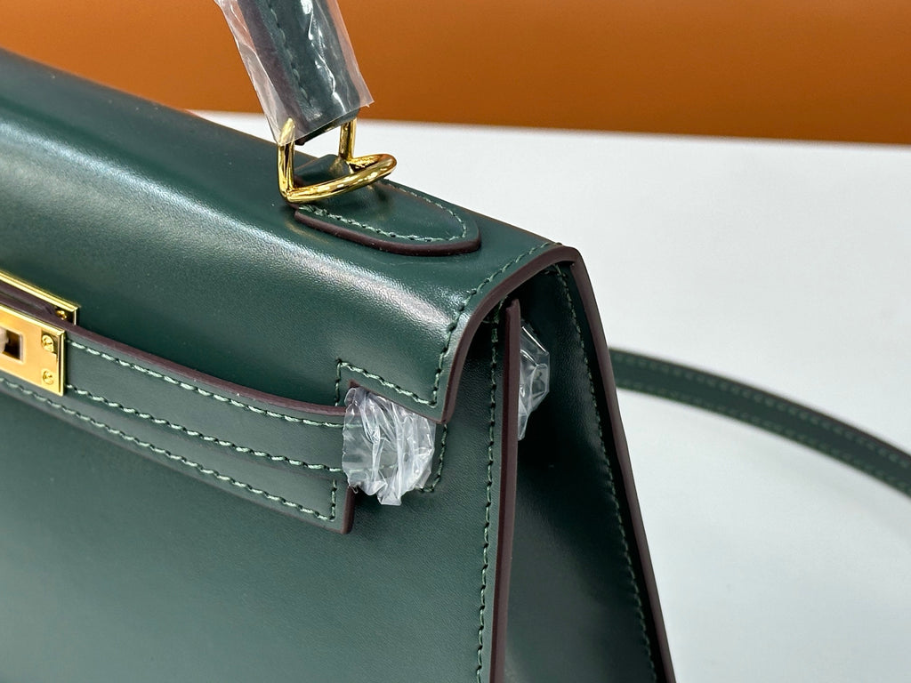 Kelly Sellier 19cm & 22cm & 25cm Vert Fonce Box Calf Leather Gold Hardware & Palladium Hardware Women Handbag
