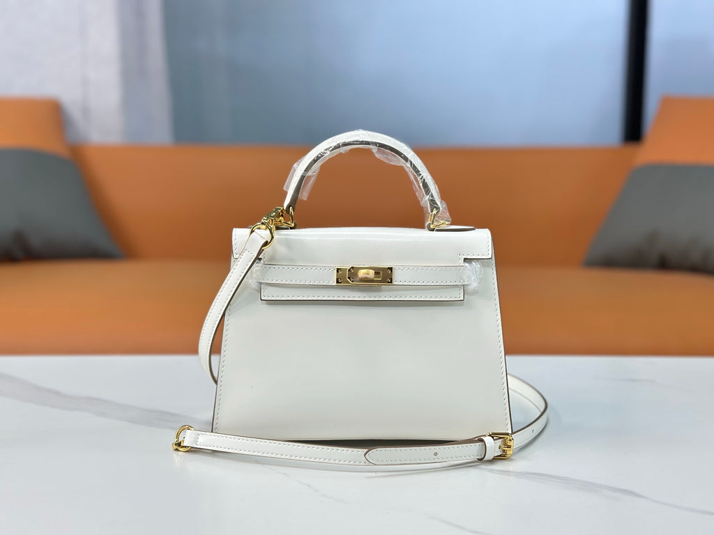 Kelly Sellier 19cm & 22cm & 25cm Craie Box Calf Leather Gold Hardware & Palladium Hardware Women Handbag