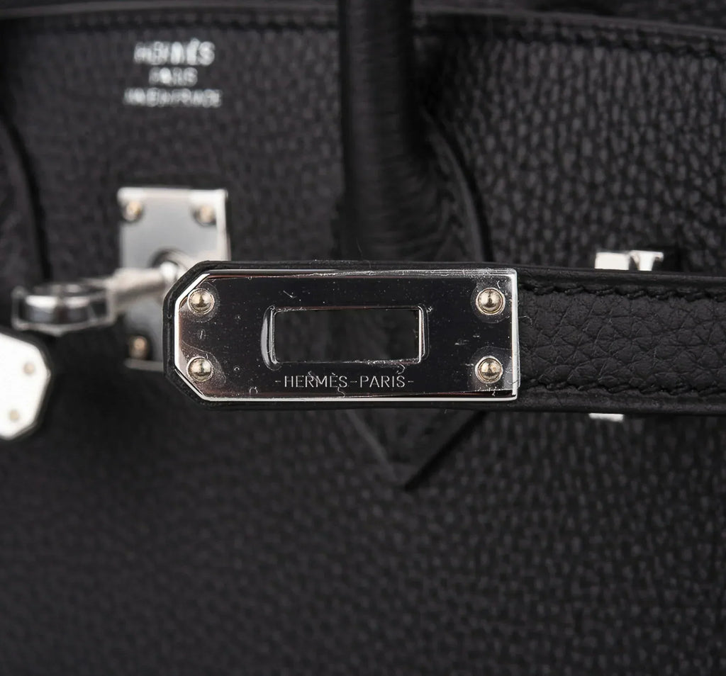 Birkin 25 Bag Black Palladium Hardware Togo Leather
