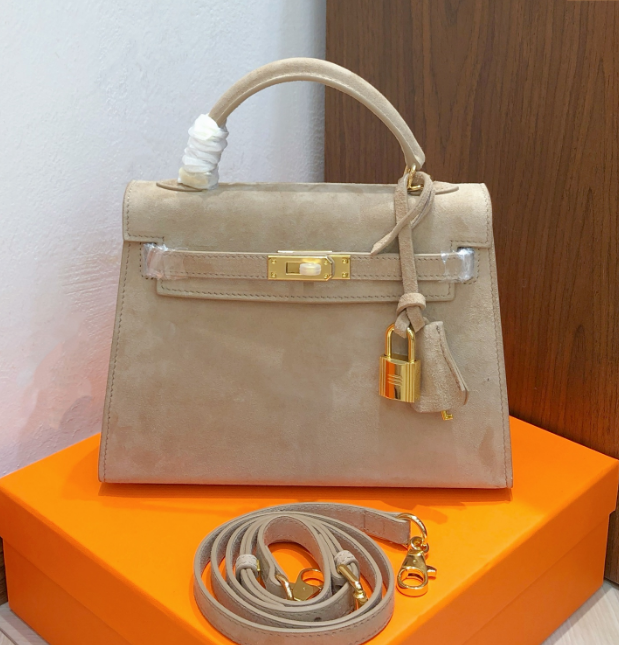 Mini Kelly Sellier 22cm Trench Suede Leather Gold Hardware Women Mini Handbag