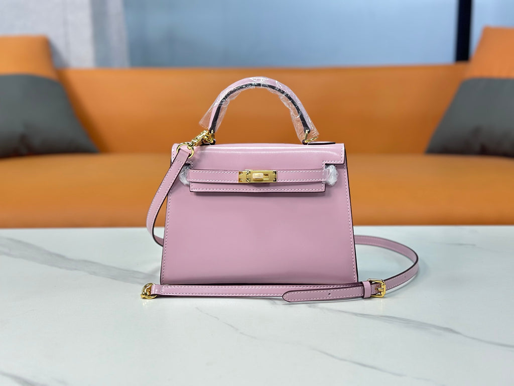 Kelly Sellier 19cm & 22cm & 25cm Rose Sakura Box Calf Leather Gold Hardware & Palladium Hardware Women Handbag