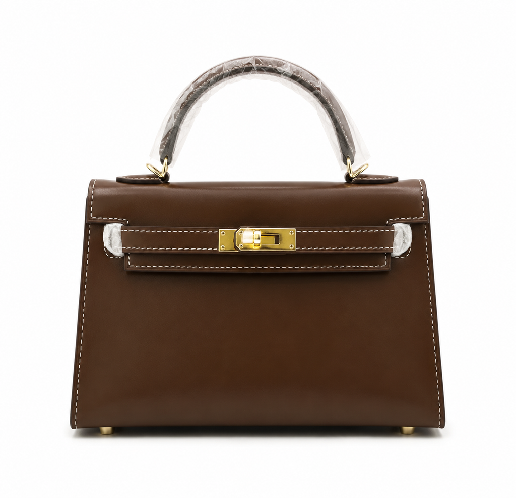 Kelly Sellier 19cm & 22cm & 25cm Ebene Box Calf Leather Gold Hardware & Palladium Hardware Women Handbag