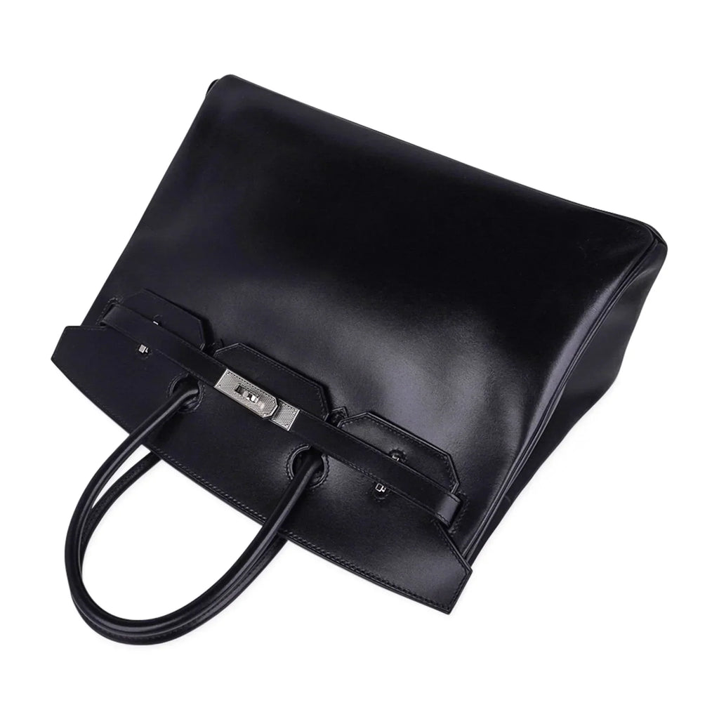 Birkin 35 Bag Black Box Palladium Guilloche Hardware