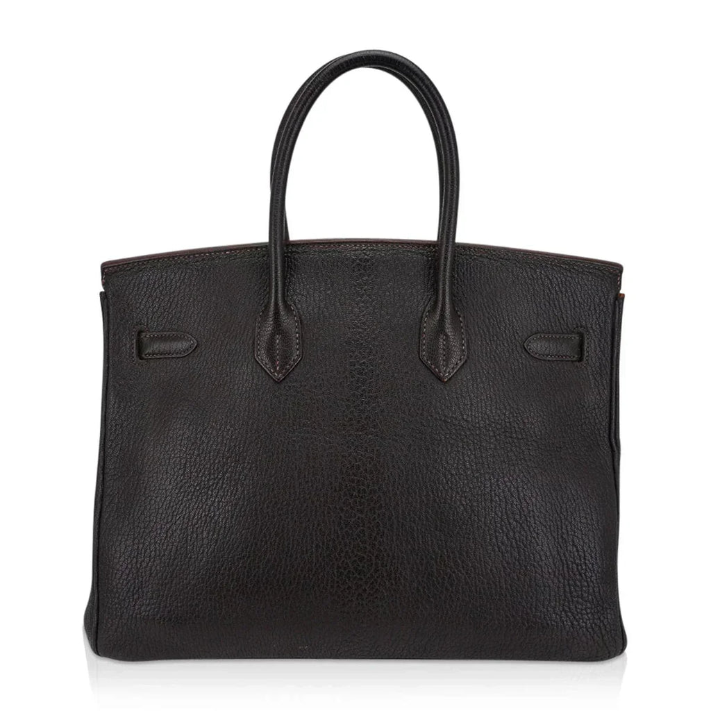 Birkin 35 Bag Cocoan Brown Chevre Leather with Palladium Hardware