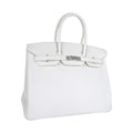 Birkin 35 Bag White Clemence Leather with Palladium Hardware