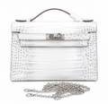 Kelly Pochette Himalaya Niloticus Crocodile Leather Palladium Hardware & Palladium Hardware Women Clutch Handbag