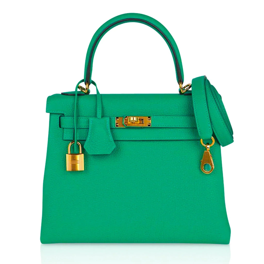 Kelly Retourne 25 Bag Menthe Togo Gold Hardware New w/Box