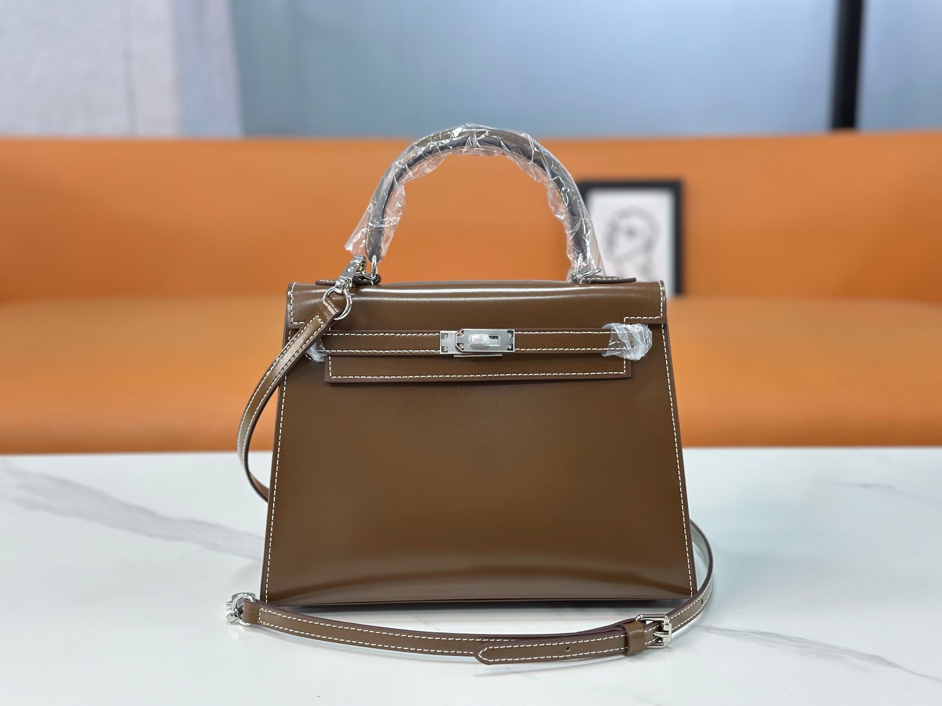 Kelly Sellier 19cm & 22cm & 25cm Ebene Box Calf Leather Gold Hardware & Palladium Hardware Women Handbag