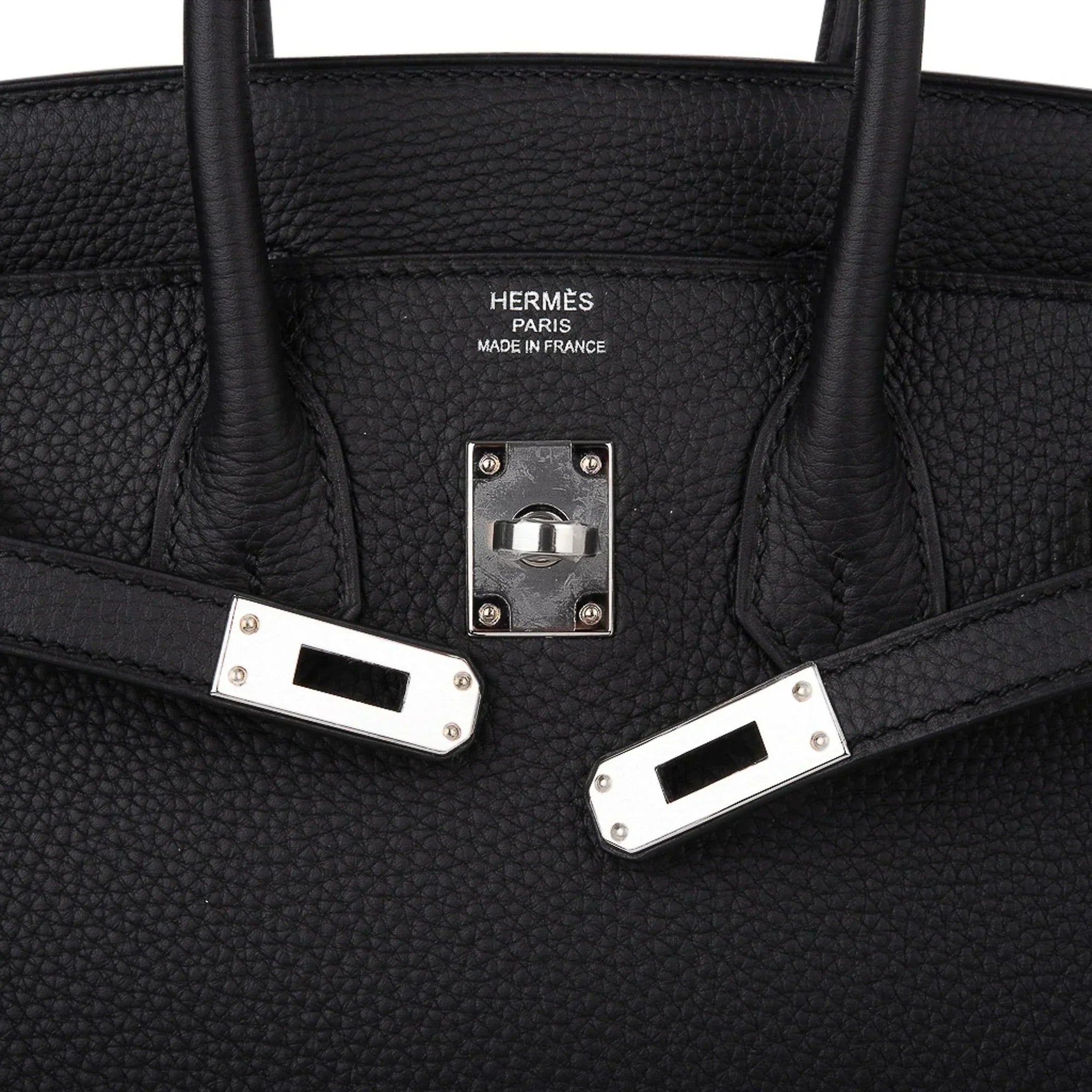 Birkin 25 Bag Black Palladium Hardware Togo Leather