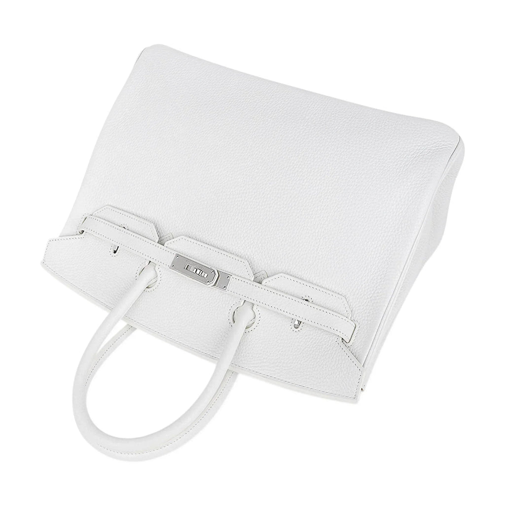 Birkin 35 Bag White Clemence Leather with Palladium Hardware