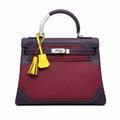 Kelly Sellier Ghillies 28cm Bordeaux & Marron Foncé Barenia Leather Palladium Hardware Women Handbag