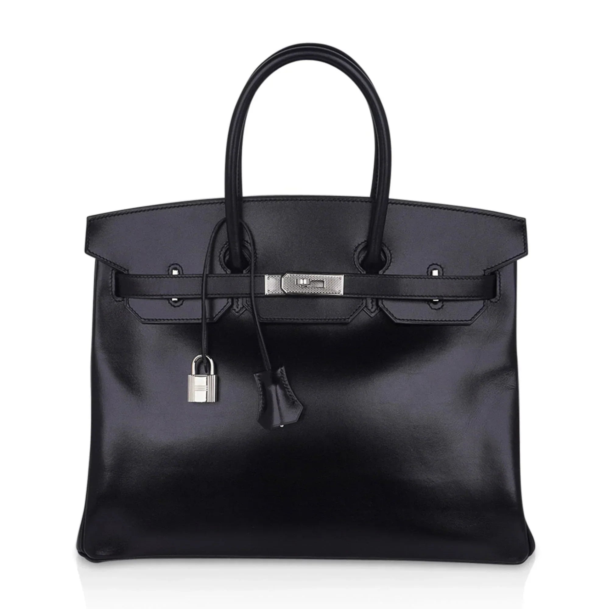 Birkin 35 Bag Black Box Palladium Guilloche Hardware