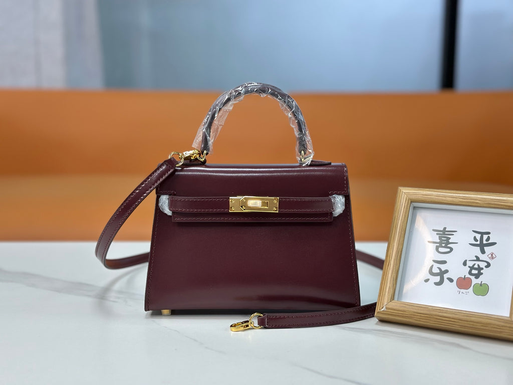Kelly Sellier 19cm & 22cm & 25cm Rouge H Box Calf Leather Gold Hardware & Palladium Hardware Women Handbag
