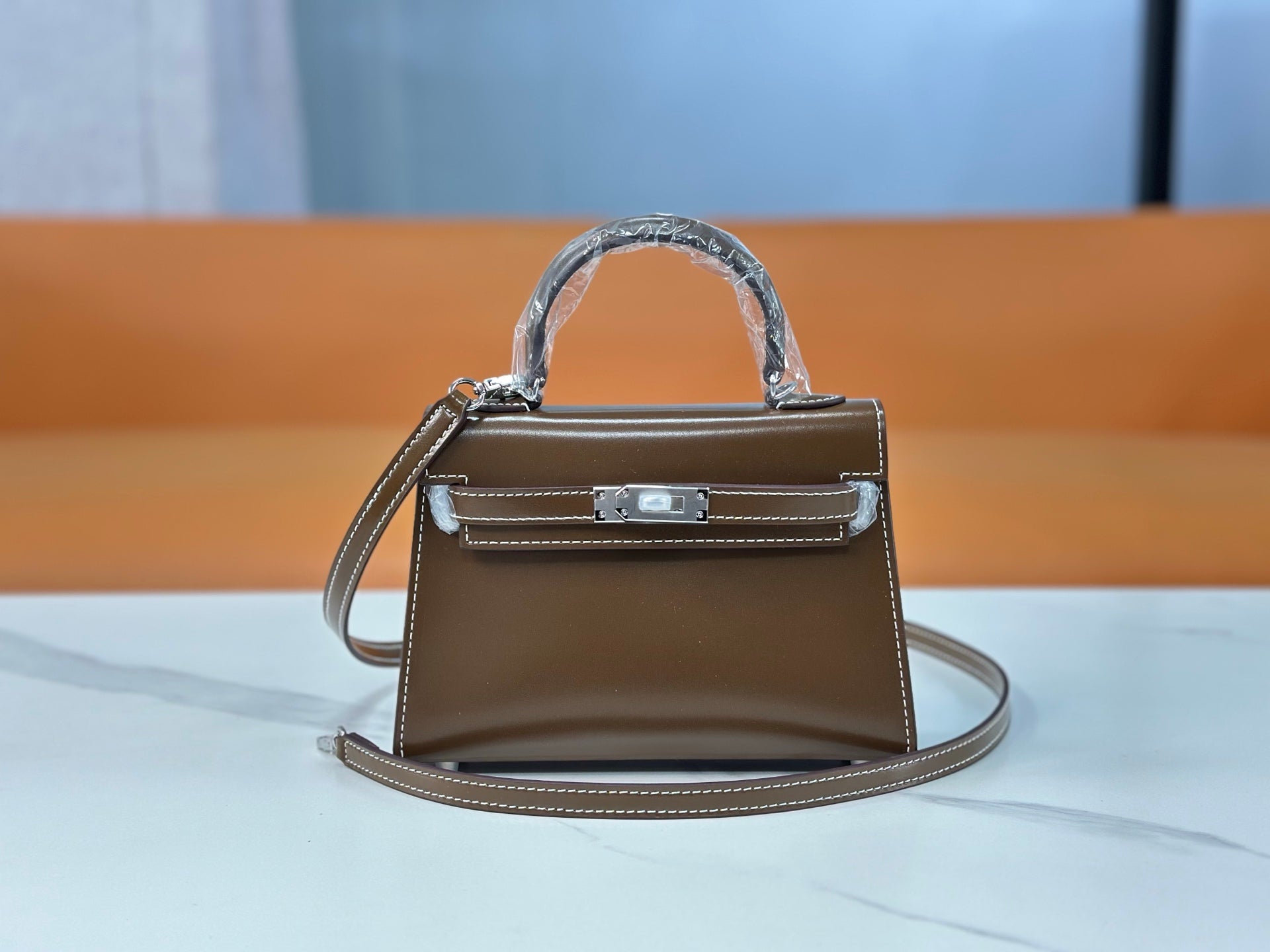 Kelly Sellier 19cm & 22cm & 25cm Ebene Box Calf Leather Gold Hardware & Palladium Hardware Women Handbag