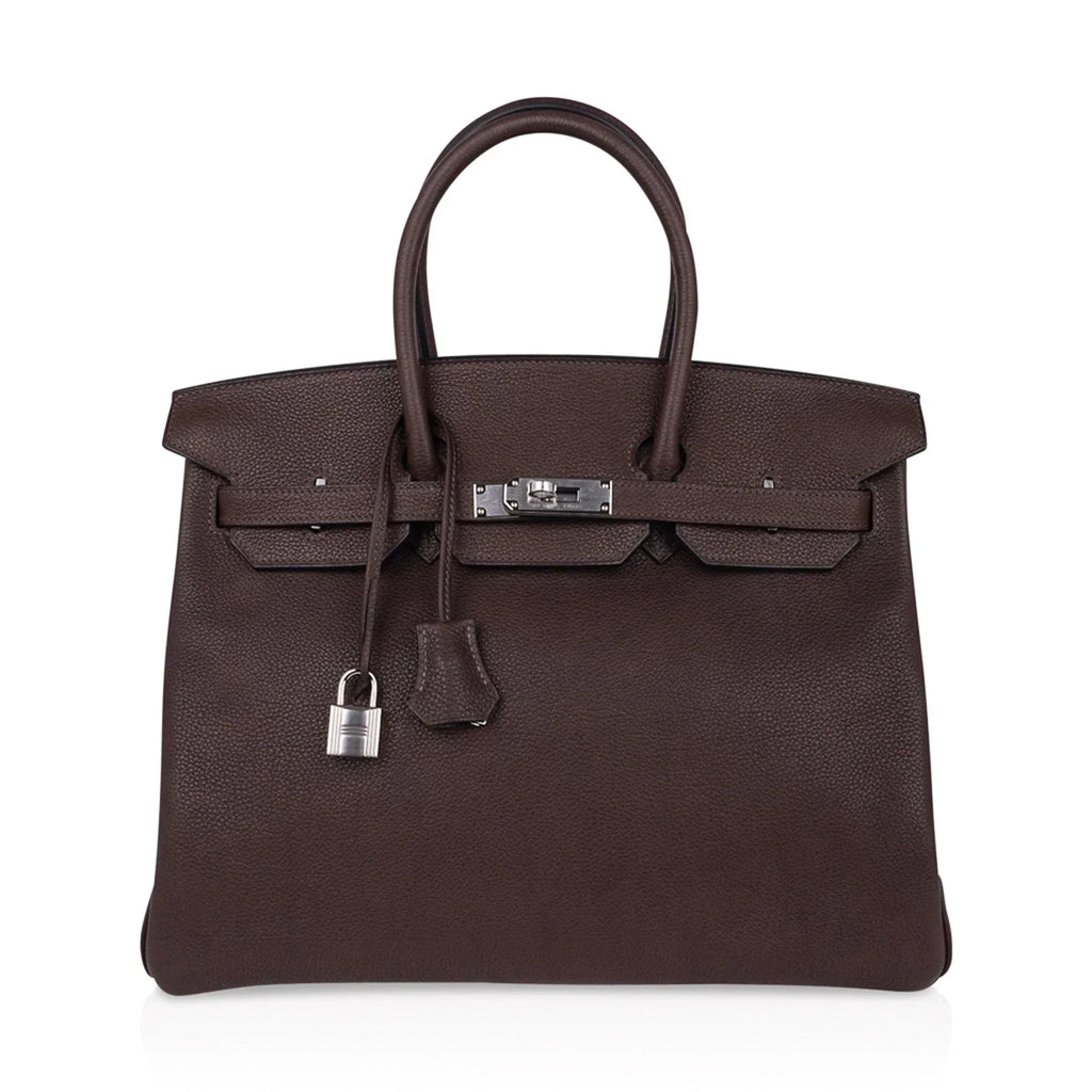 Birkin 35 Bag Ebene Barenia Faubourg Leather with Palladium Hardware