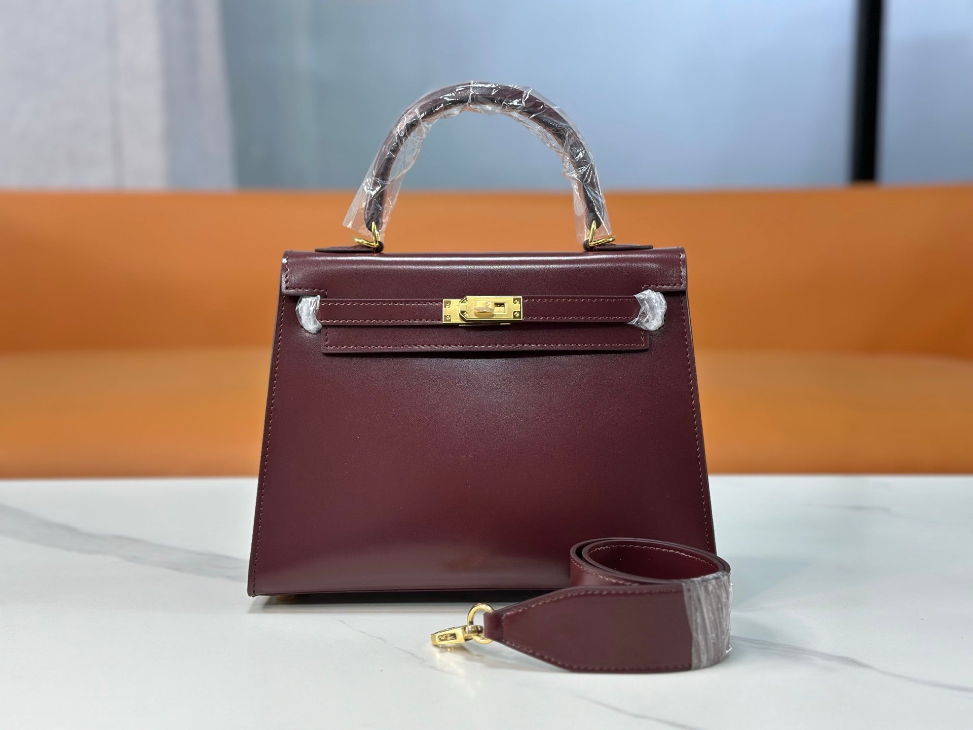Kelly Sellier 19cm & 22cm & 25cm Rouge H Box Calf Leather Gold Hardware & Palladium Hardware Women Handbag