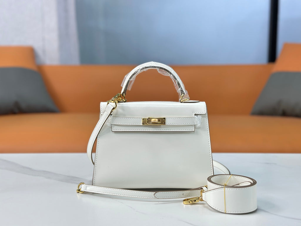 Kelly Sellier 19cm & 22cm & 25cm Craie Box Calf Leather Gold Hardware & Palladium Hardware Women Handbag