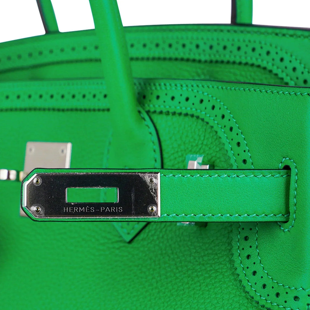 Birkin 30 Ghillies Limited Edition Bag Bamboo Palladium Hardware New w/Box
