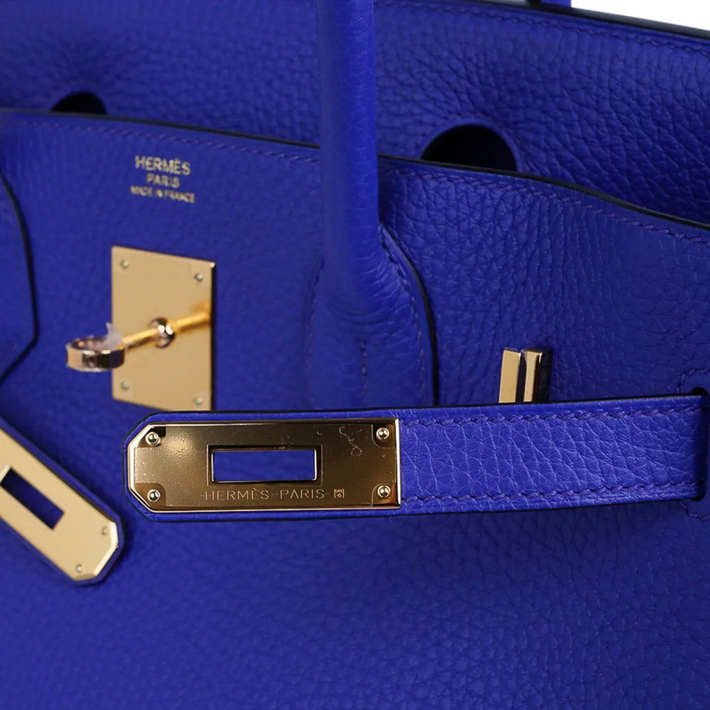 Birkin 30 Bag Blue Electric Clemence Gold Hardware