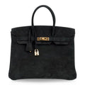 Birkin 35 Bag Black Doblis Suede Gold Hardware Limited Edition