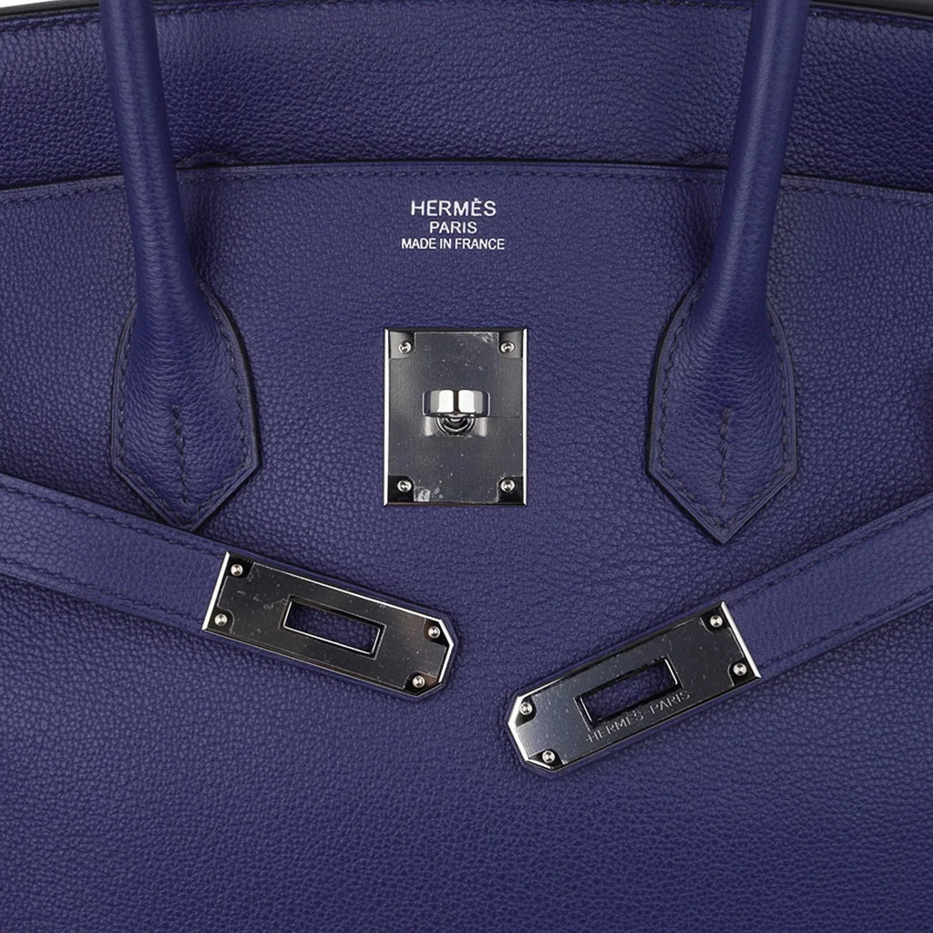 Limited Edition Birkin 35 Bag Blue Sapphire Taurillon Novillo Leather & Toile Sea Surf & Fun