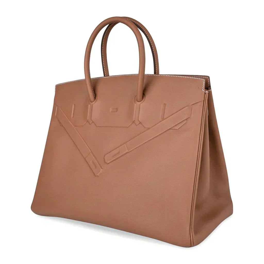 Shadow Birkin 35 Bag Limited Edition Gold Evercalf Leather New