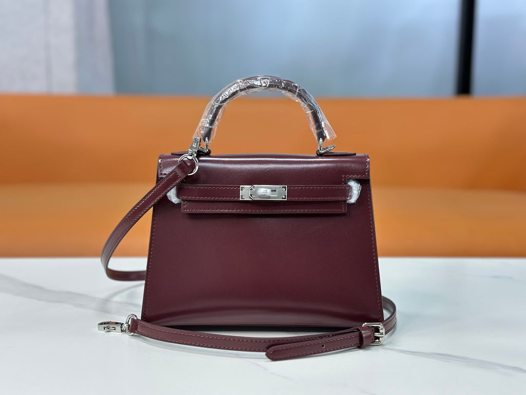 Kelly Sellier 19cm & 22cm & 25cm Rouge H Box Calf Leather Gold Hardware & Palladium Hardware Women Handbag