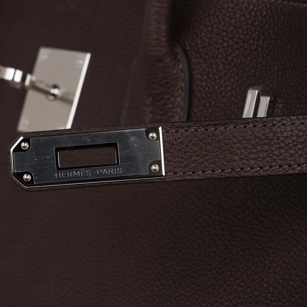 Birkin 35 Bag Ebene Barenia Faubourg Leather with Palladium Hardware